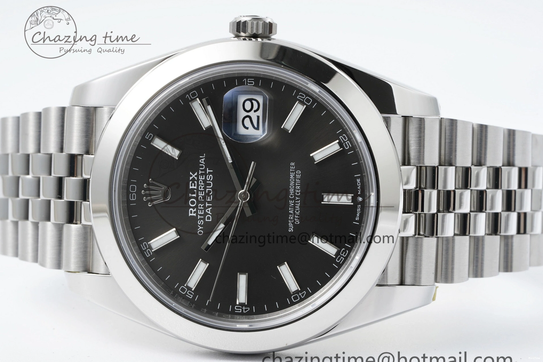 MiroTime 0503 OdorResistant DateJust 41 SS Polished Bezel KING 1:1 Best Edition 904L Steel Gray Stick Dial on Jubilee Bracelet VR 2207